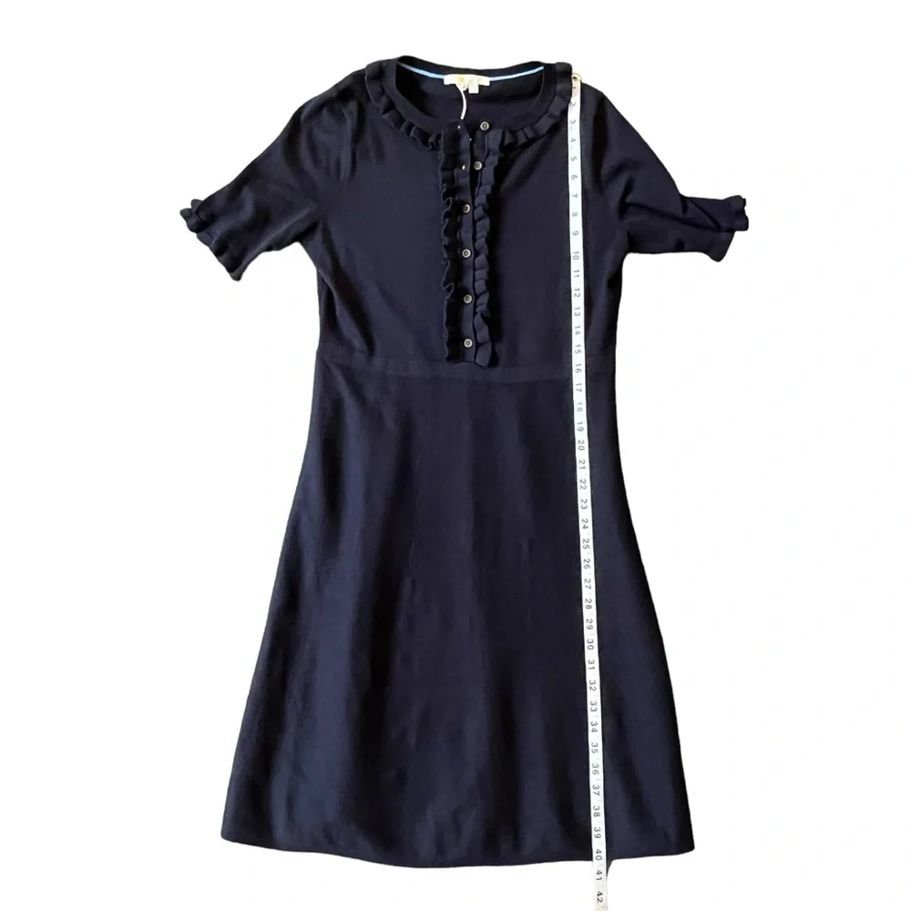 Boden Ruffle Frill Detail Short Sleeve Navy Knit Dress Size 8R - Picture 10 of 13